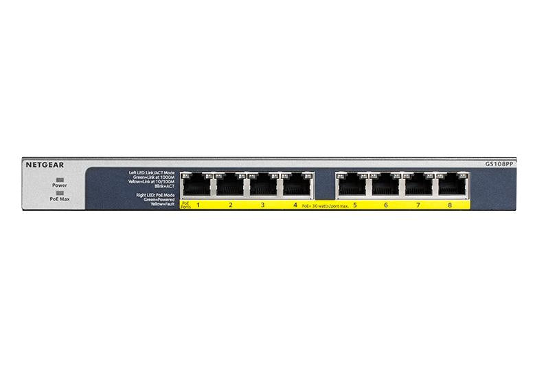 Netgear 8-port Gigabit Ethernet Unmanaged High-Power FlexPoE PoE+ Switch with 8 PoE+ Ports (123W)