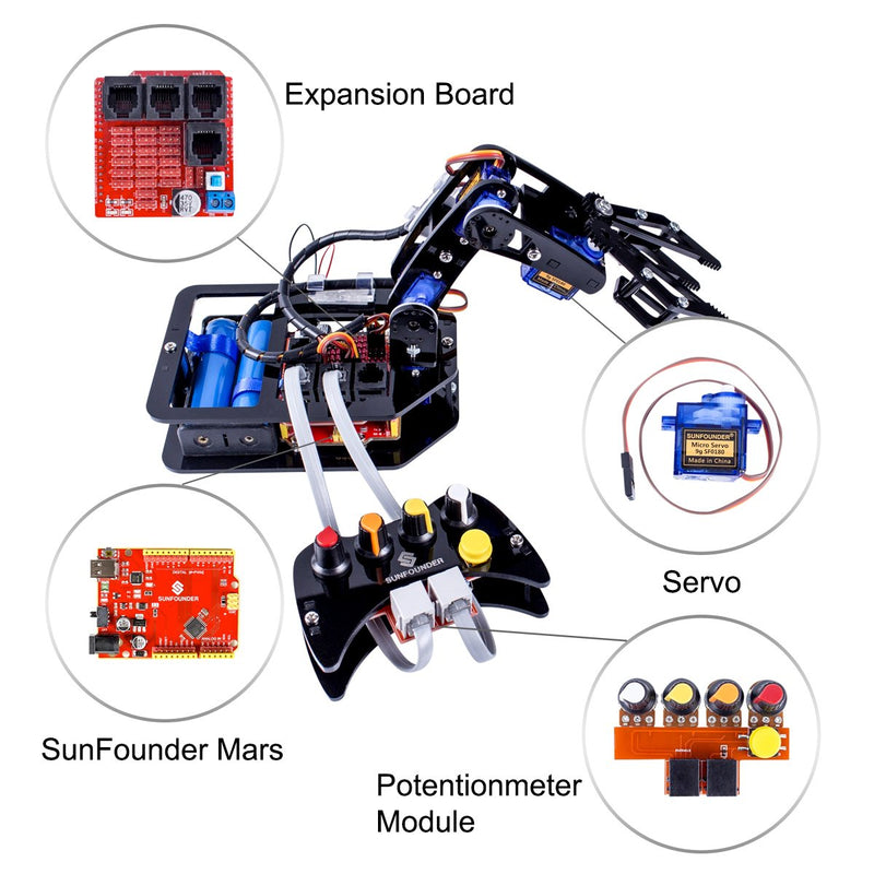 Hamilton Buhl STEAM Robo-Arm Kit for Arduino - Programmable 4-Axis Robot Arm Smart Toys Hamilton Buhl