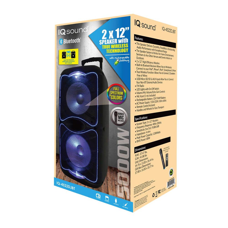 Supersonic 2X12" Portable Wireless Bluetooth Speaker