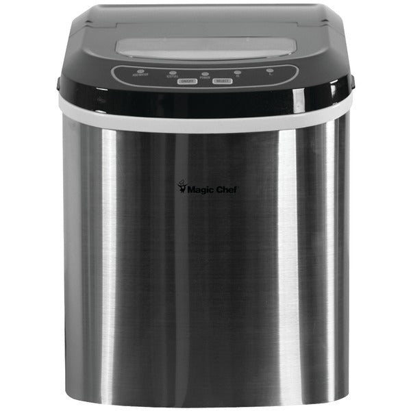 Magic Chef 27-Pound-Capacity Portable Ice Maker (Stainless with Black Top)