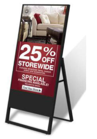 Mustang Outdoor Rated Free Standing Digital Signage "A Frame" with 43" High Bright Portrait Display