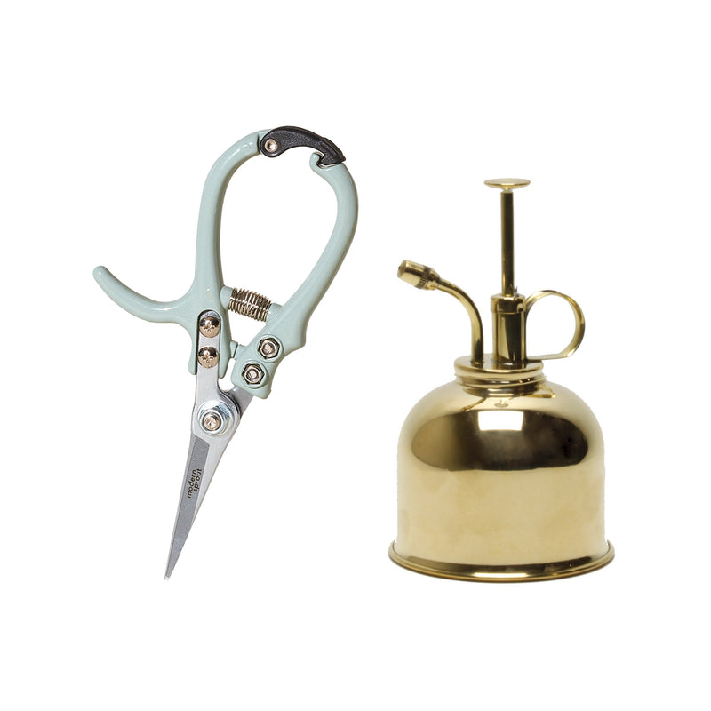 Modern Sprout Brass Plant Mister + Pruning  Shears