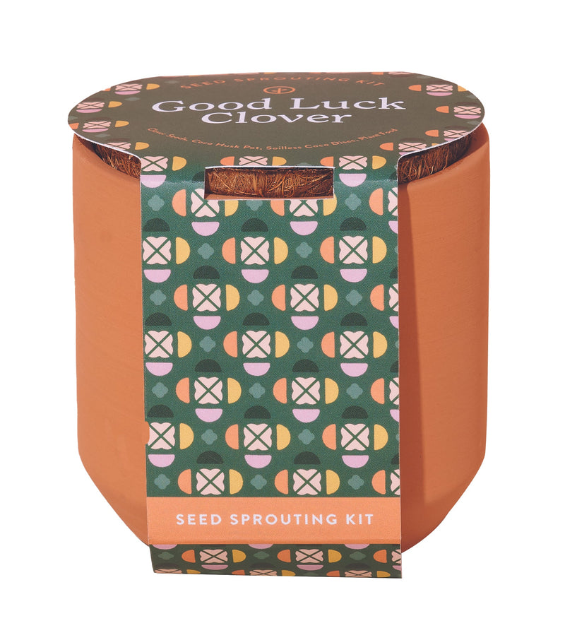 Modern Sprout Tiny Terracotta Grow Kit 5pk (Thank You Daisy, Live Well Lavender, Champagne Poppies, Curious Catnip, Good Luck Clover)