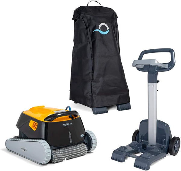 Aspiradora robótica para piscinas Maytronics Dolphin Triton PS con carrito y cubierta
