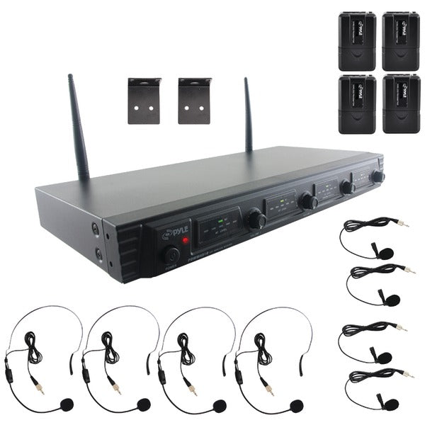 Pyle PDWM4560 UHF Quad-Channel Fixed-Frequency Wireless Microphone System
