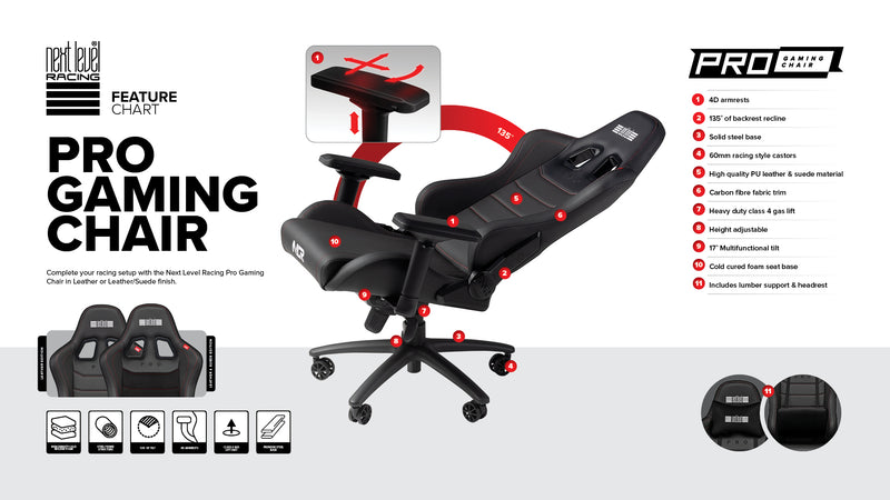 Next Level Racing NLR-G003 PRO Gaming Chair Leather & Suede Edition