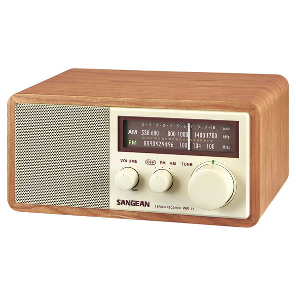 Sangean WR11 WR-11 Hi-Fi Tabletop Retro Wooden Cabinet AM/FM Analog Radio Receiver