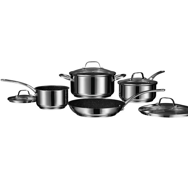 Starfrit THE ROCK by Starfrit Stainless Steel Non-Stick 8-Piece Cookware Set with Stainless Steel Handles