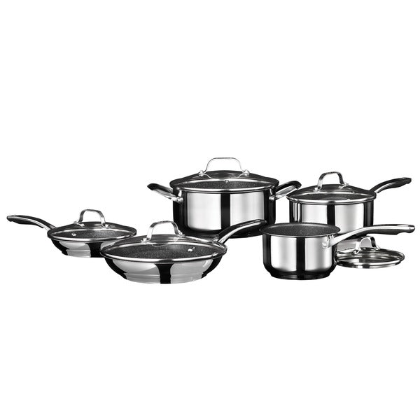 Starfrit Stainless Steel Non-Stick 10-Piece Cookware Set with Stainless Steel Handles