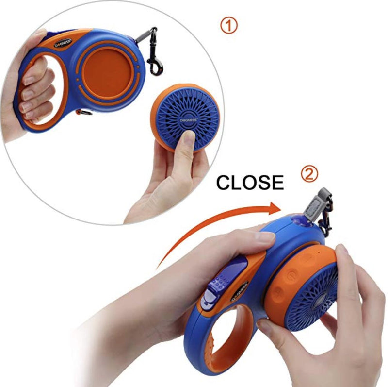 DOGNESS Smart Retractable Leash Package (Blue) - one Bluetooth Speaker, one LED Light Pets Dogness