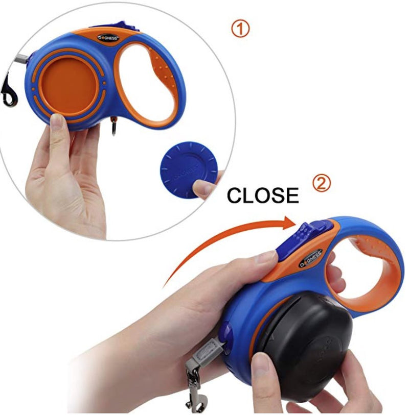 DOGNESS Smart Retractable Leash Package (Blue) - one Bluetooth Speaker, one LED Light Pets Dogness