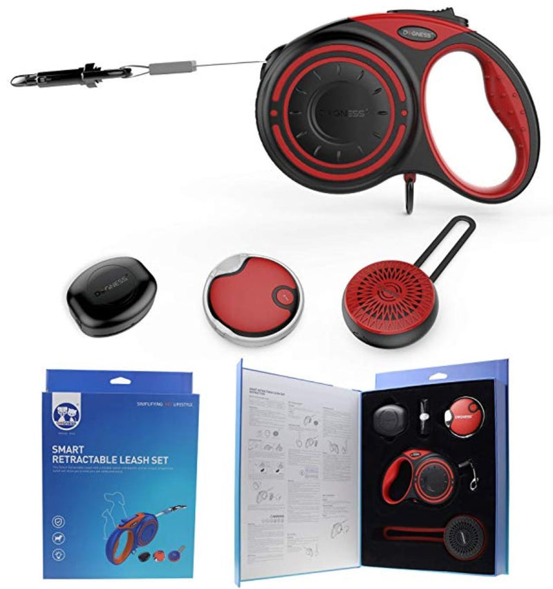 DOGNESS Smart Retractable Leash Package - one Bluetooth Speaker, one LED Light Pets Dogness