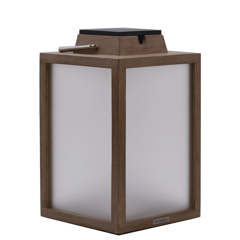 Les Jardins Tradition Weathered Teak Solar Powered Lantern