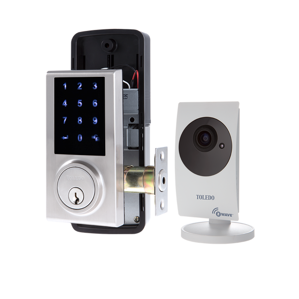 Toledo Electronic Touch Z-Wave Combo Single Cylinder Electronic Deadbolt + IP Camera