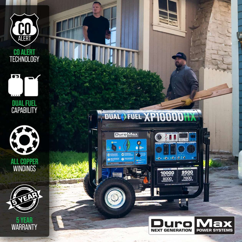 DuroMax XP10000HX 10,000 Watt 18HP Dual Fuel Portable Generator (Grade A Refurbished)