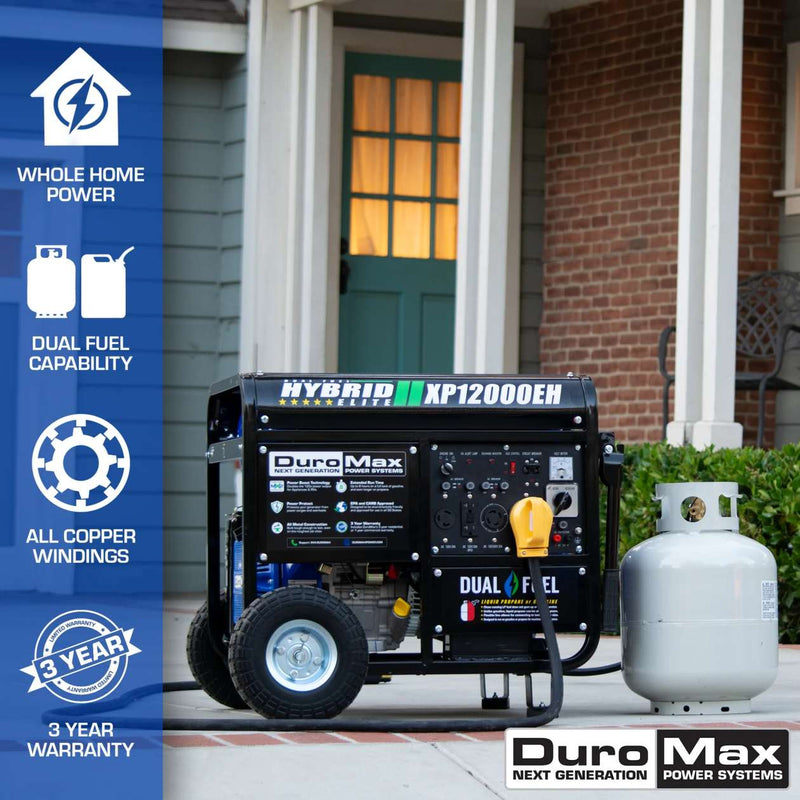 DuroMax XP12000EH 12,000 Watt Dual Fuel Hybrid Generator (Grade A Refurbished)