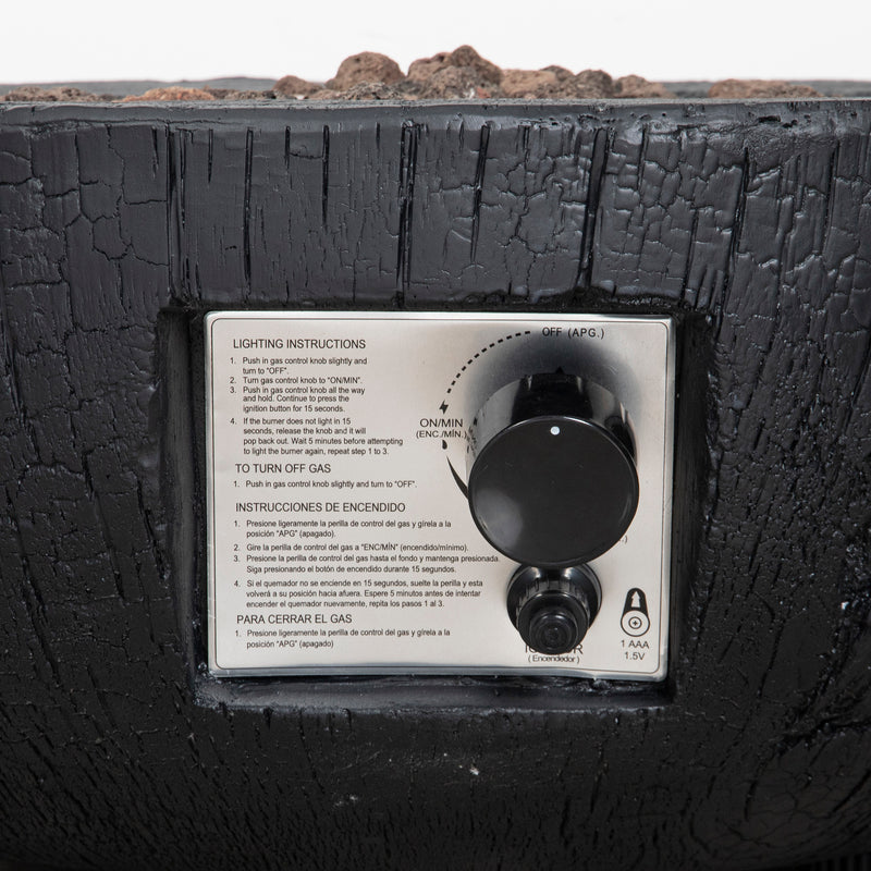 Pizzello FOP-200060 Exterior Faux Stone Propane Fire Pit with Water Proof Cover and Lava Rock