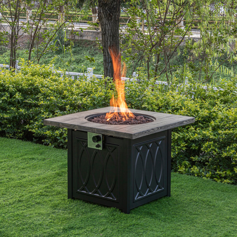 Pizzello FOP-210020 35'' Outdoor Auto-Ignition Propane Gas Fire Table with Waterproof Cover for Patio Courtyard Balcony