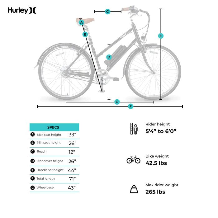 Hurley Amped ST Electric Cruiser Bike