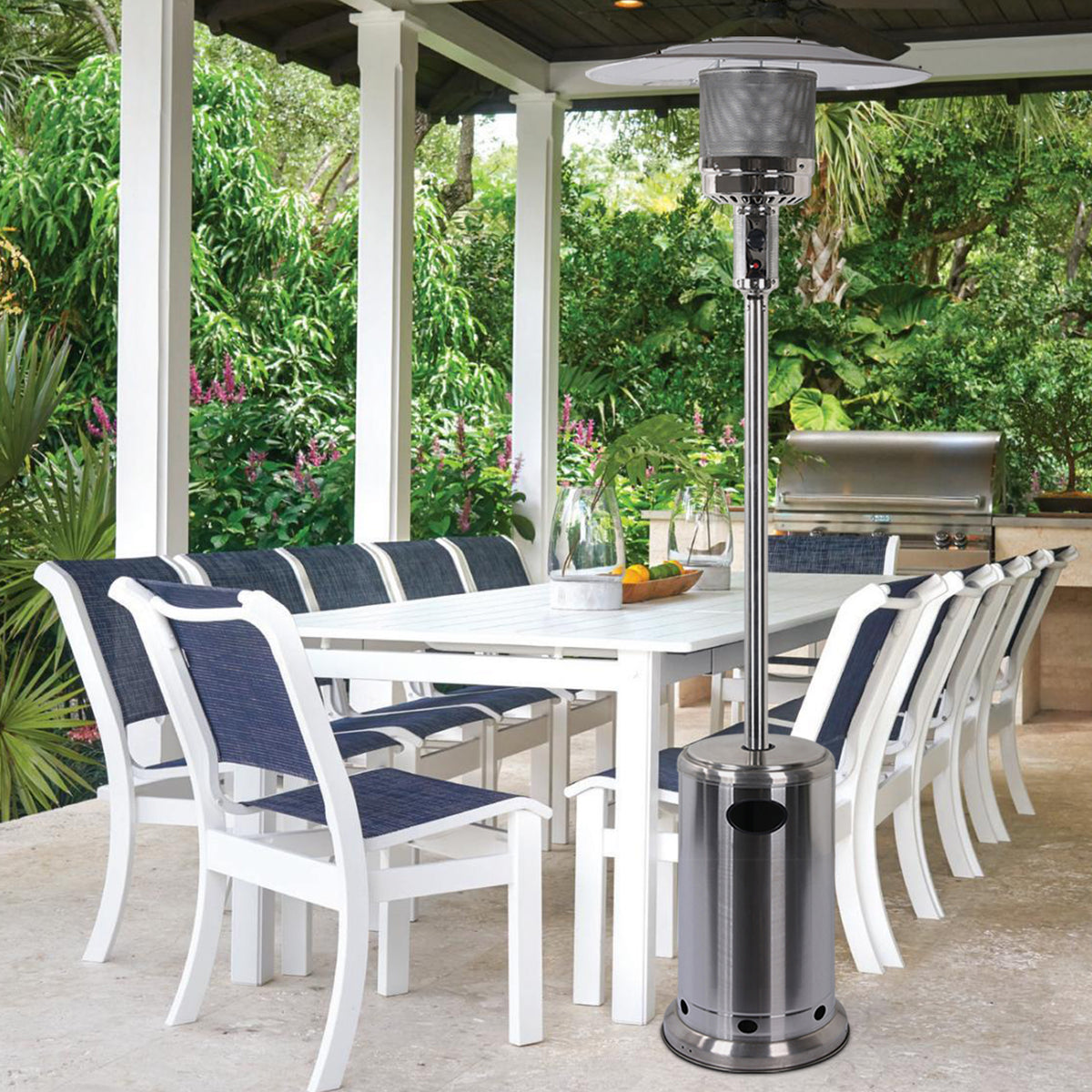 Pizzello PH02-SS Outdoor Iron Floor Patio Heater | Free Shipping