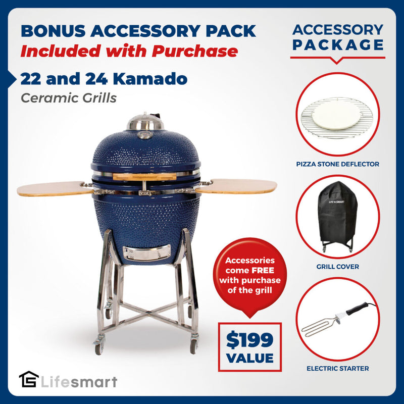 Lifesmart Kamado Charcoal Grill and Smoker, 655 sq. in.