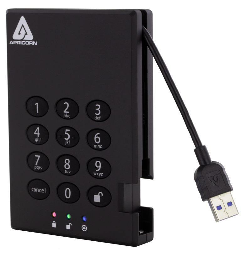 Apricorn Aegis Padlock 3.0 Mass Storage Encrypted Hard Drive -  - Free Shipping on Wellbots