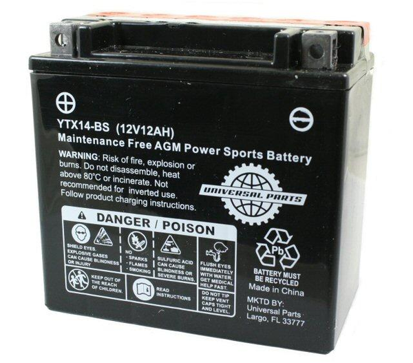 Universal Parts 12V 12AH Battery YTX14-BS (104-58)