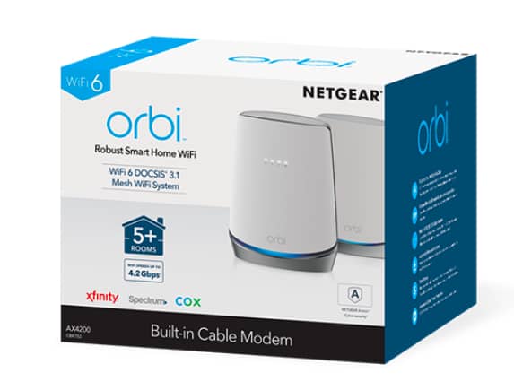 Orbi Tri-Band WiFi 6 Mesh System, 4.2Gbps, Router + 1 Satellite (AX4200)